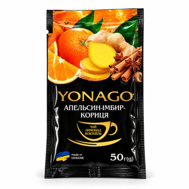 Концентрат напою фруктово-ягідний Апельсин-імбир-кориця Yonago 50 г Концентрат напою фруктово-ягідний Апельсин-імбир-кориця Yonago 50 г